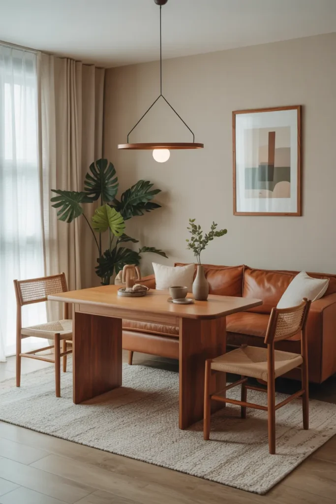 Small Living Room Dining Layout with Sliding Table