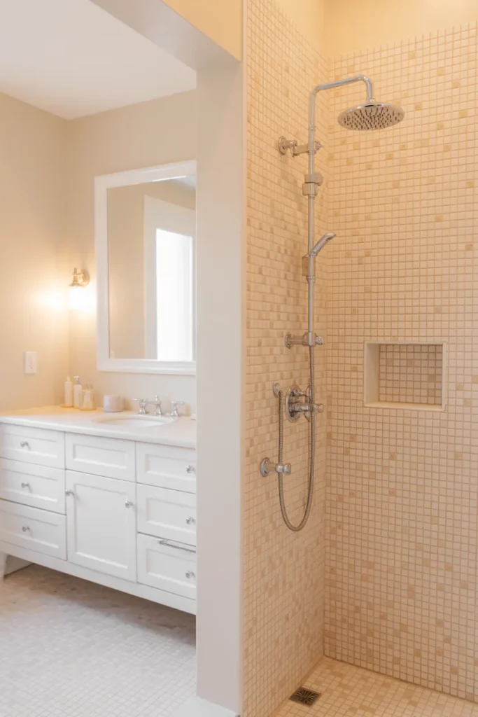 Soft Beige and White Mosaic Tiles