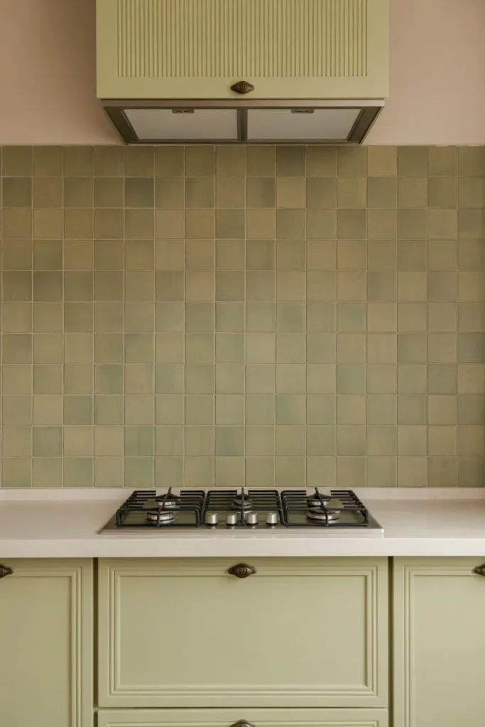 Soft Olive Green Tiles with Textured Pattern