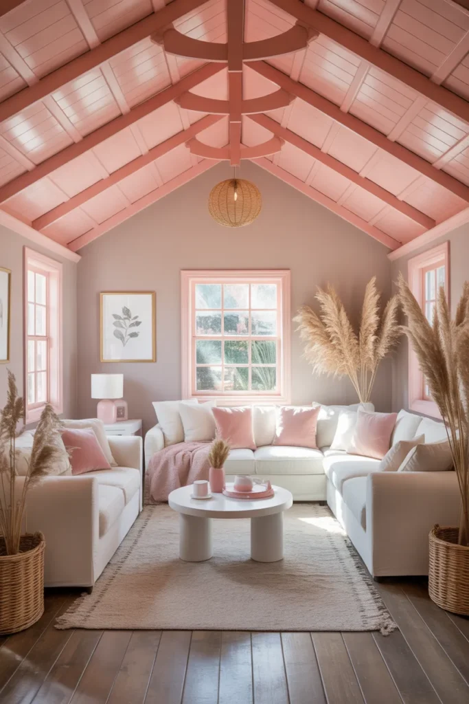 Soft Pink Ceiling for a Subtle Statement