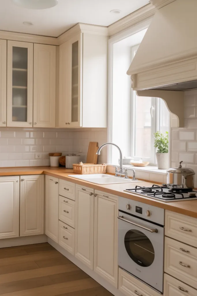Soft White Kitchen Cabinets with a Modern Touch