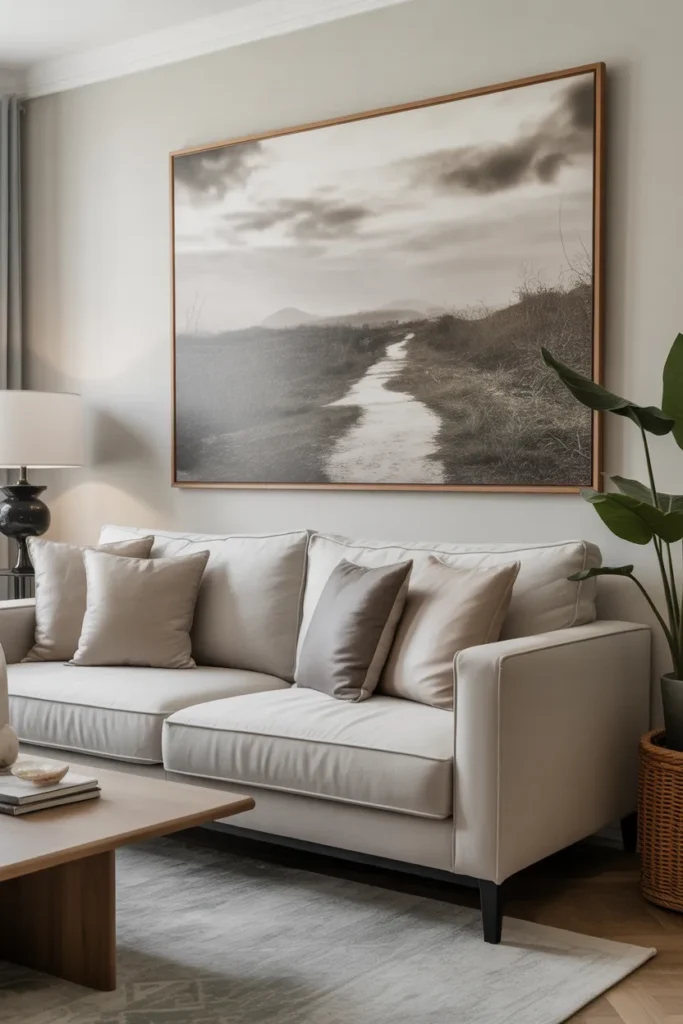 Sophisticated Living Room with Artwork Display