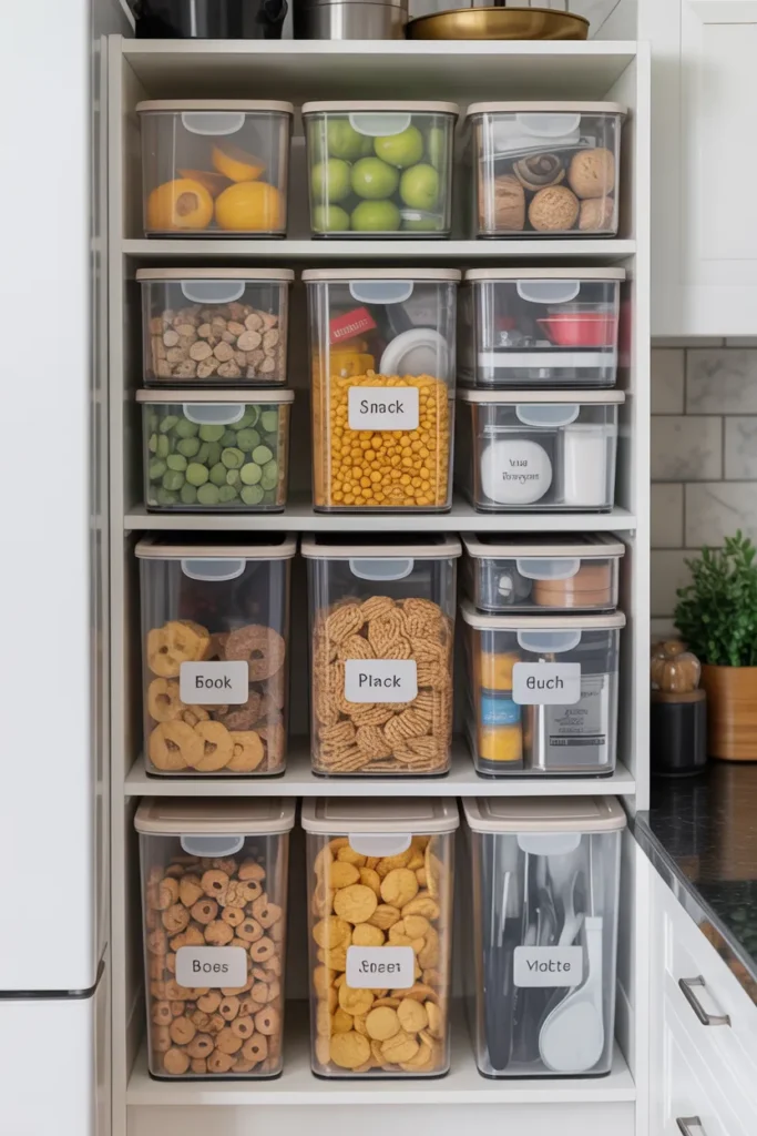 Stackable Storage Bins Inside Cabinets