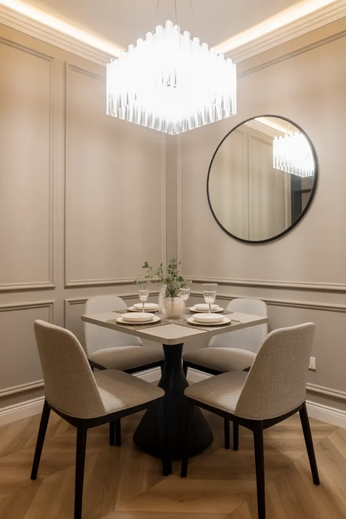 Statement Lighting Over a Compact Table