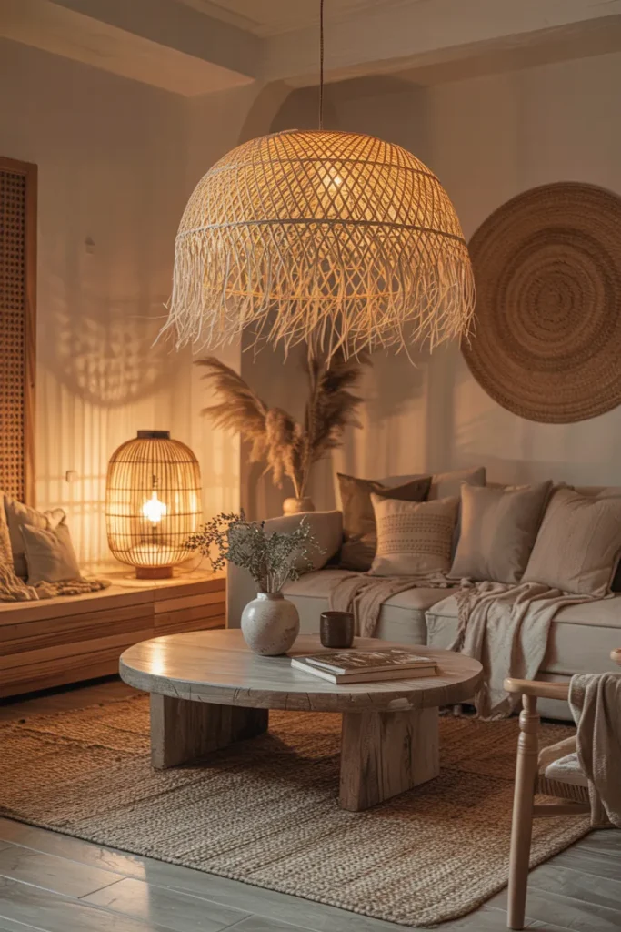 Statement Lighting with Natural Materials