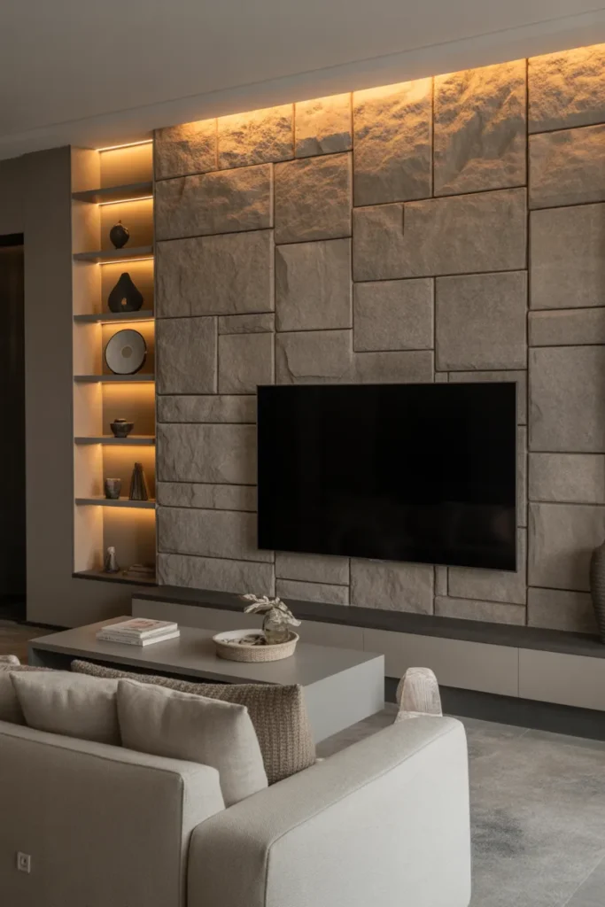 Stone Accent TV Wall
