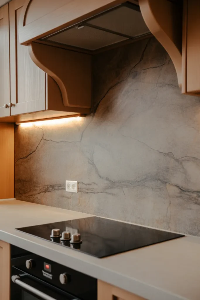 Stone Backsplash with Natural Earthy Veins
