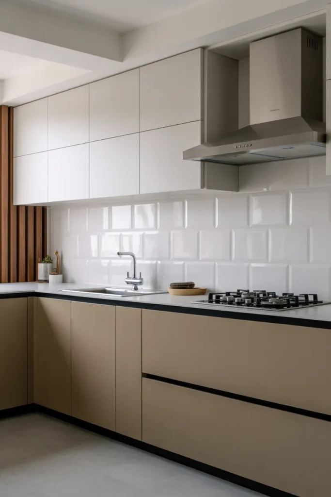 Taupe and White Two Tone Kitchen Cabinets