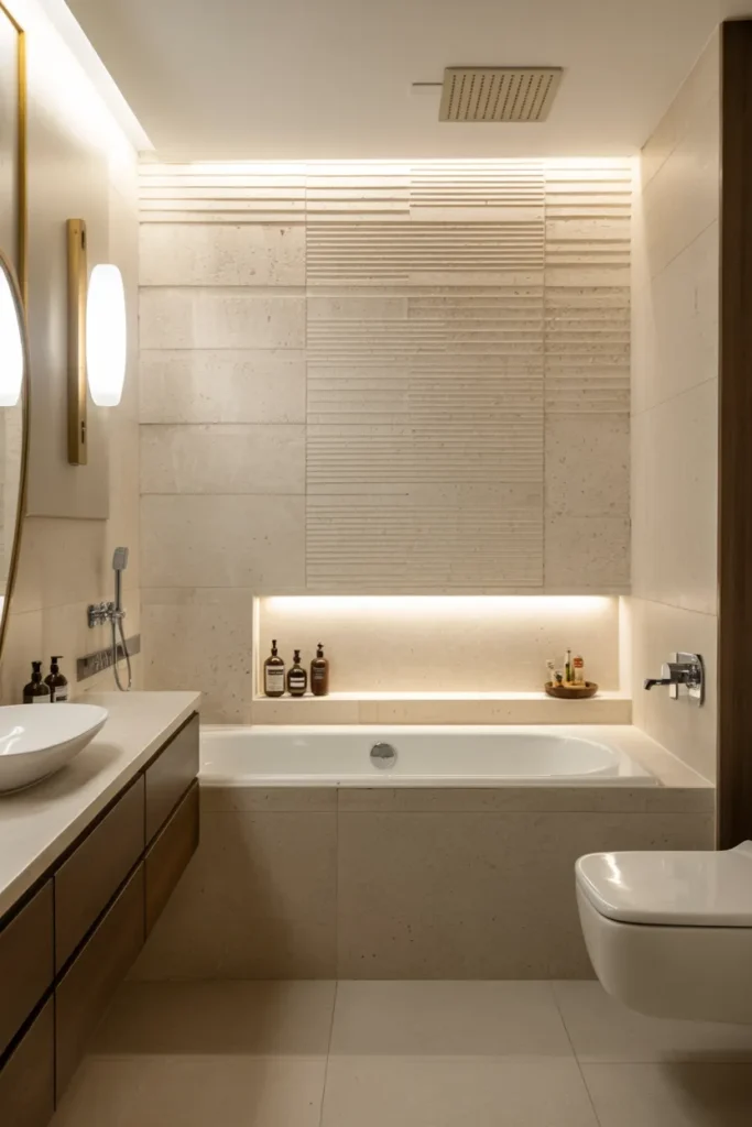 Textured Wall Panels with Ambient Lighting