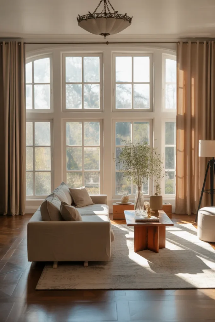 Timeless Living Room with Grand Windows