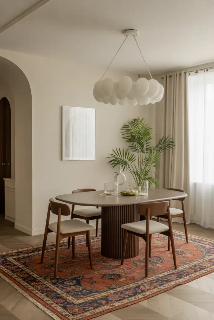 Traditional Rugs Under the Dining Table