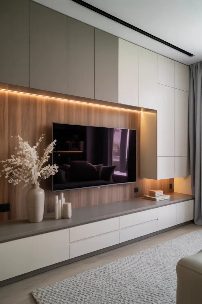 Two-Tone TV Wall With Modern Balance