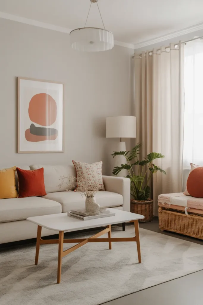 Vibrant Living Room with Colorful Accents