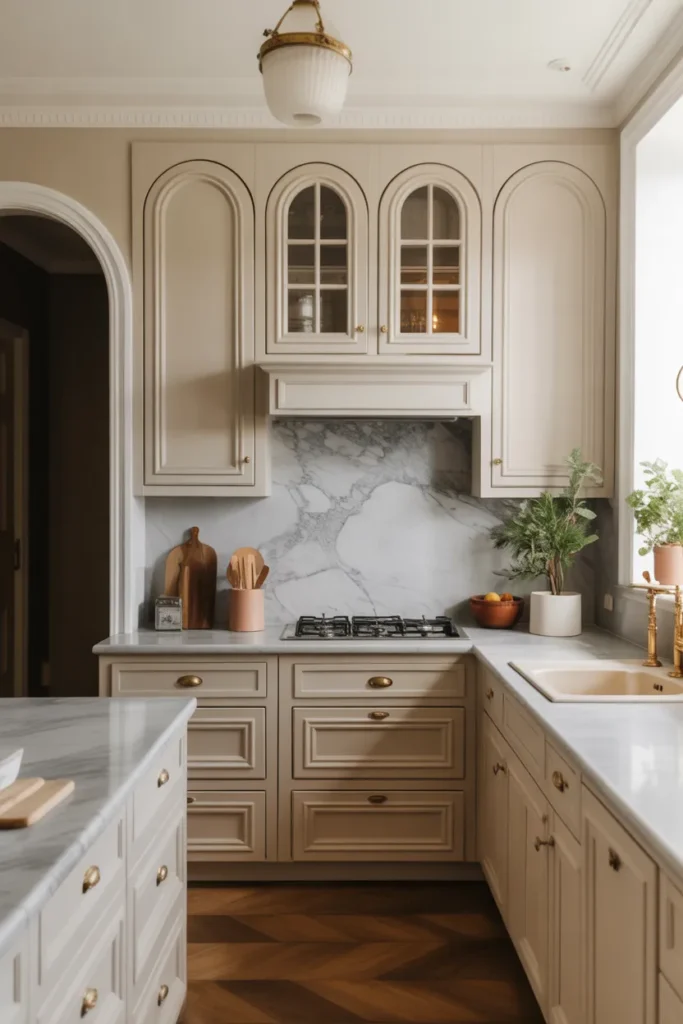 Victorian Kitchen with Arched Cabinetry
