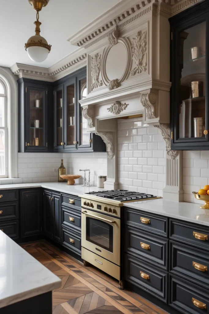 Victorian Kitchen with Black and White Contrast