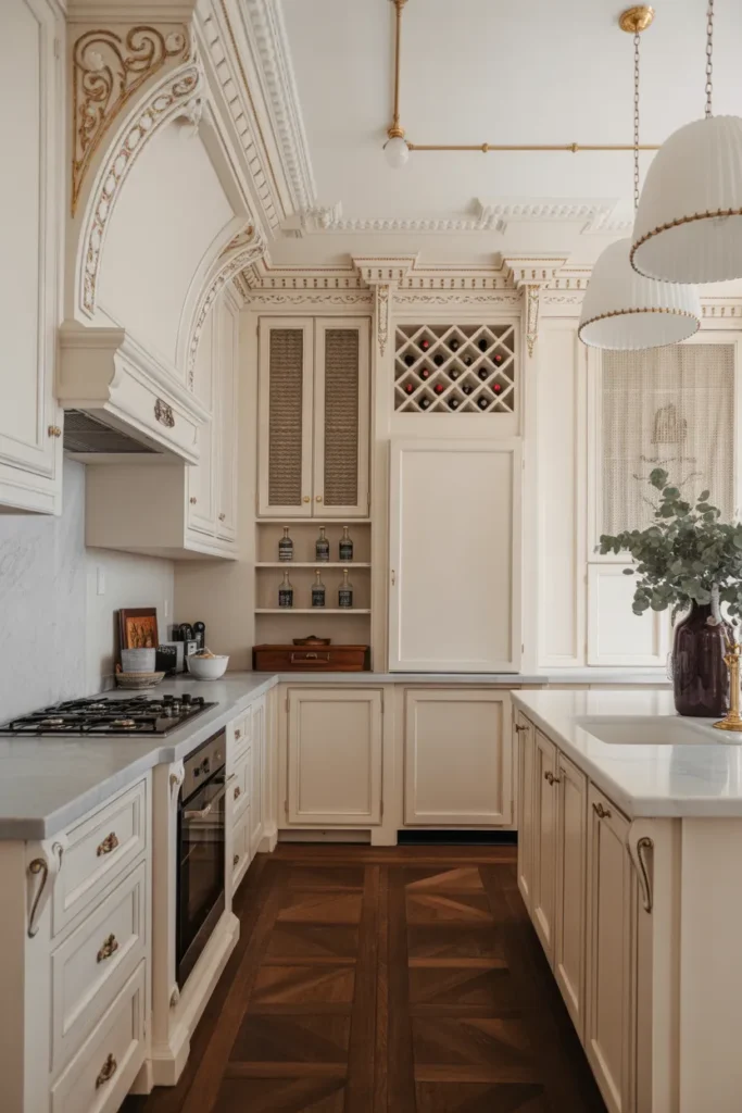 Victorian Kitchen with Built-In Wine Storage