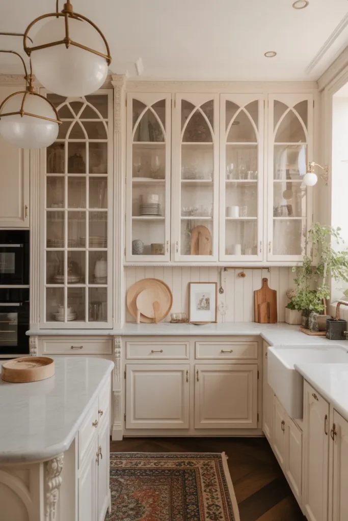 Victorian Kitchen with Glass Cabinet Doors