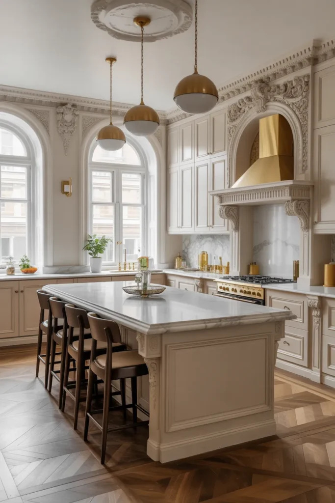 Victorian Kitchen with Marble Island