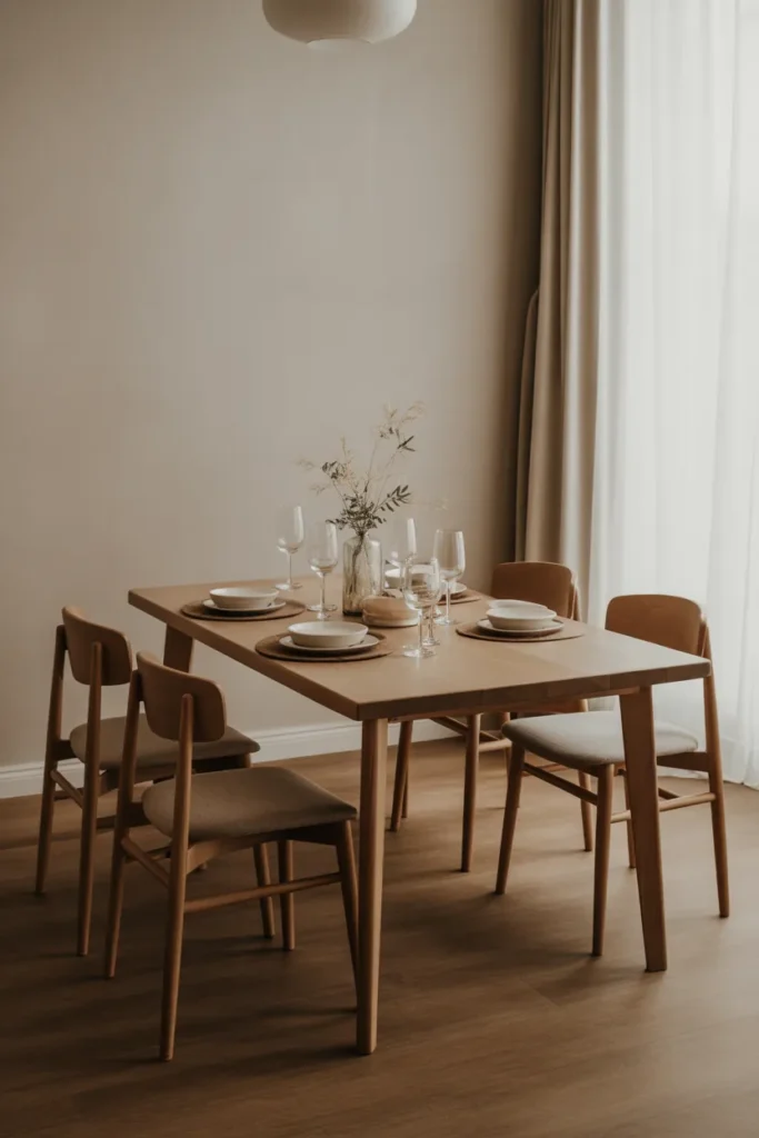 Vintage-Inspired Dining Area with Wooden Table