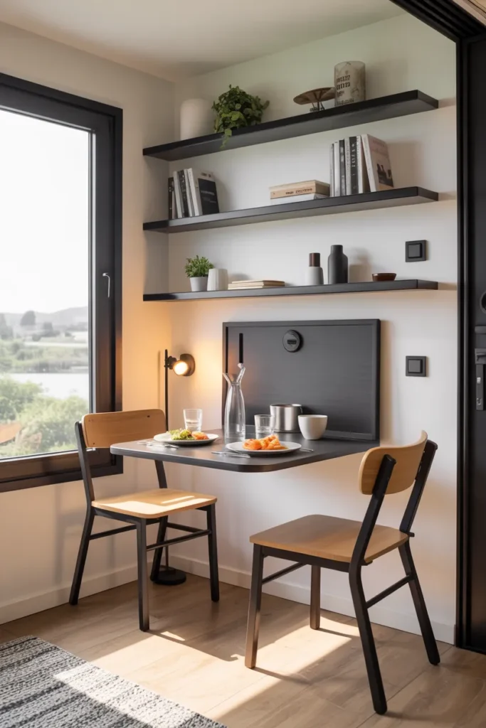 Wall-Mounted Fold-Down Dining Table