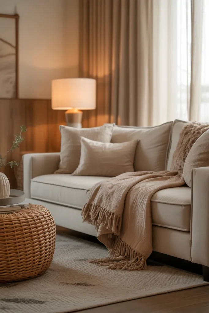 Warm Neutral Living Room with Soft Textures