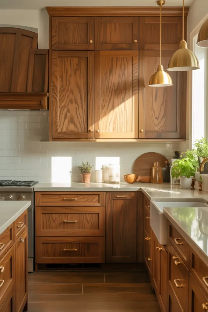 Warm Wood-Tone Kitchen Cabinets for Natural Beauty