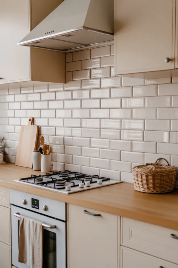 White Brick-Style Tiles with Soft Texture