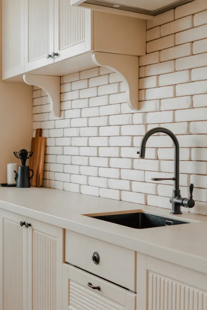 White Brick with Matte Black Hardware