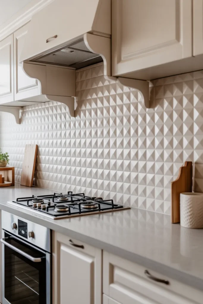 White Geometric Tiles with 3D Effect
