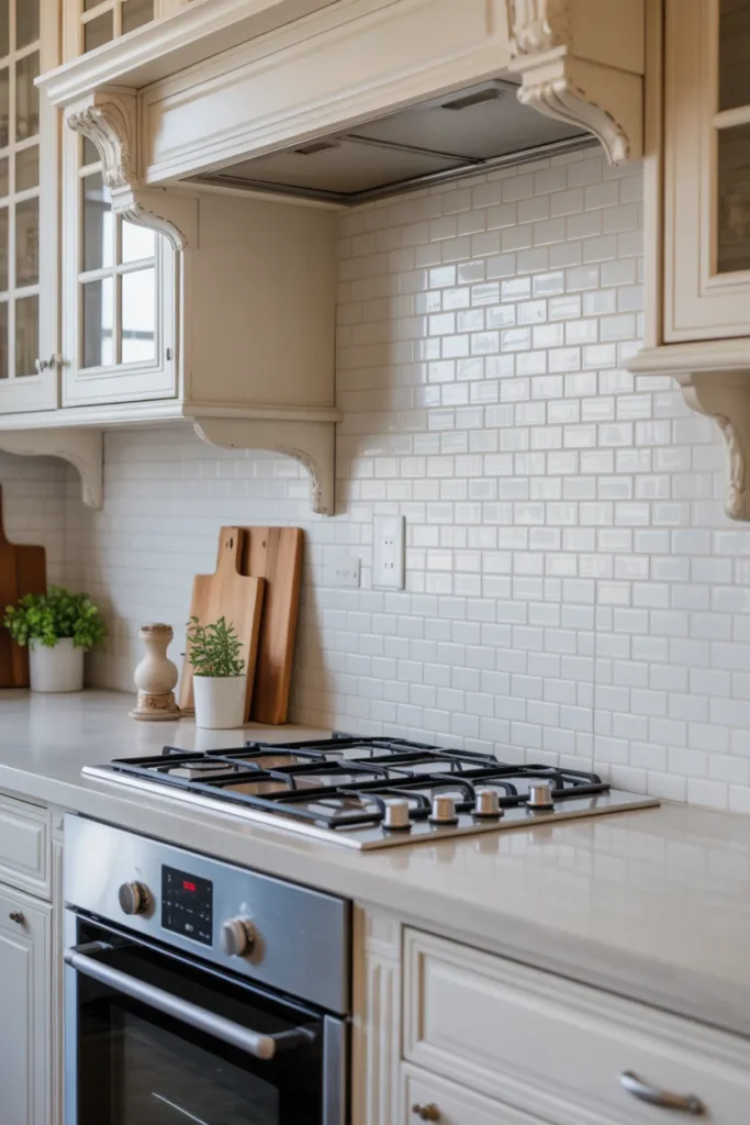 White Glass Mosaic Backsplash