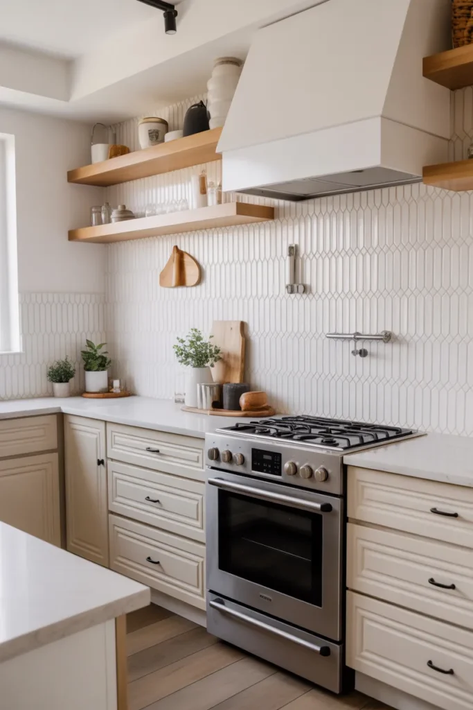 White Hexagon Tiles Backsplash