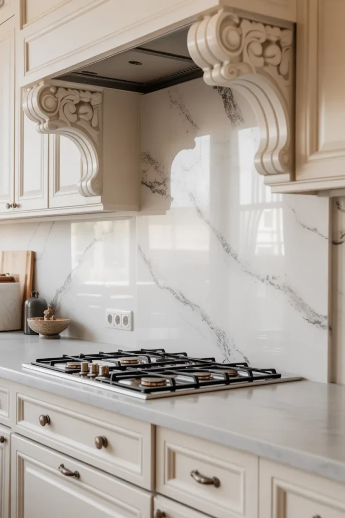 White Marble Backsplash with Subtle Veining