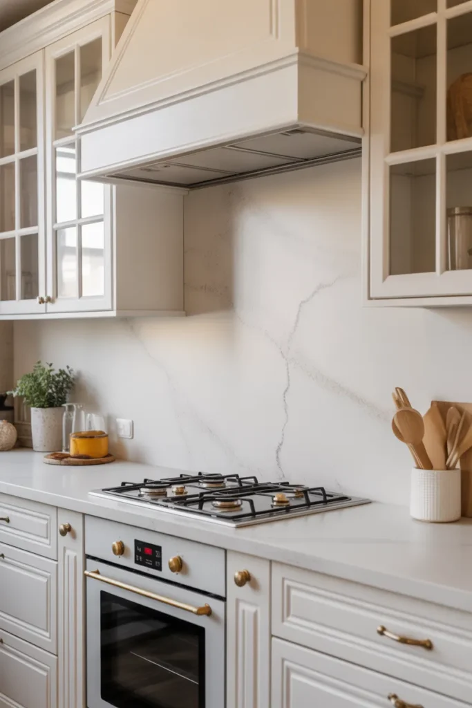 White Marble-Effect Porcelain Backsplash