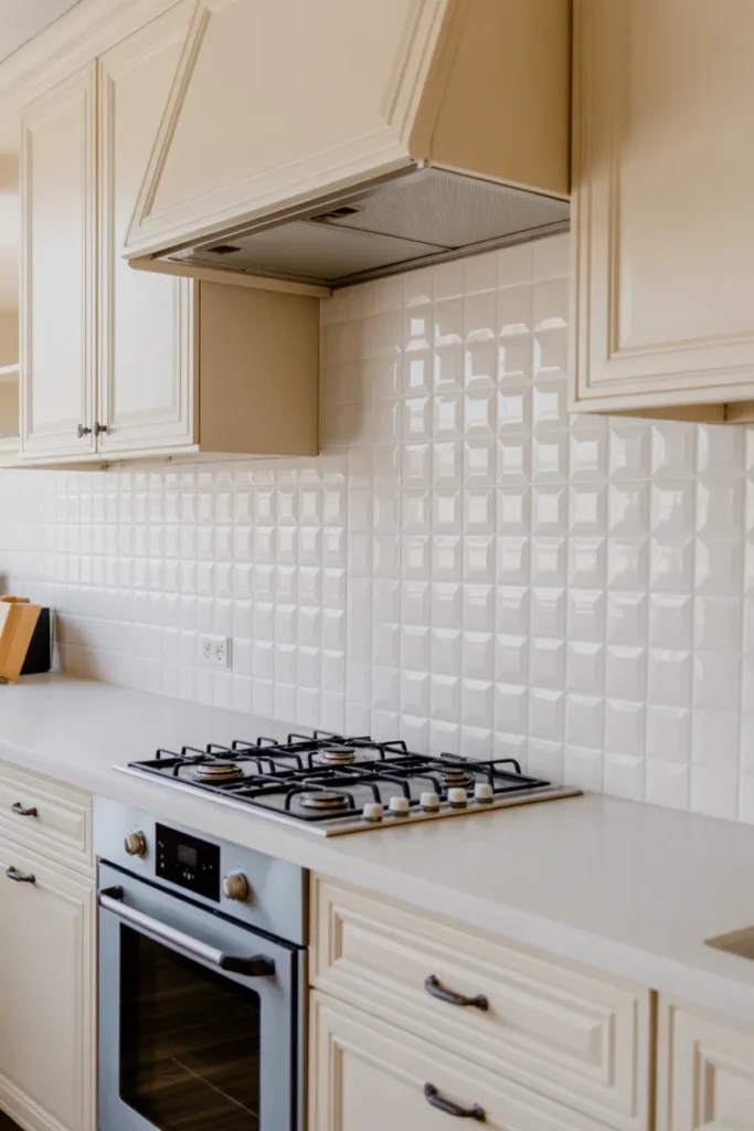 White Textured Ceramic Backsplash