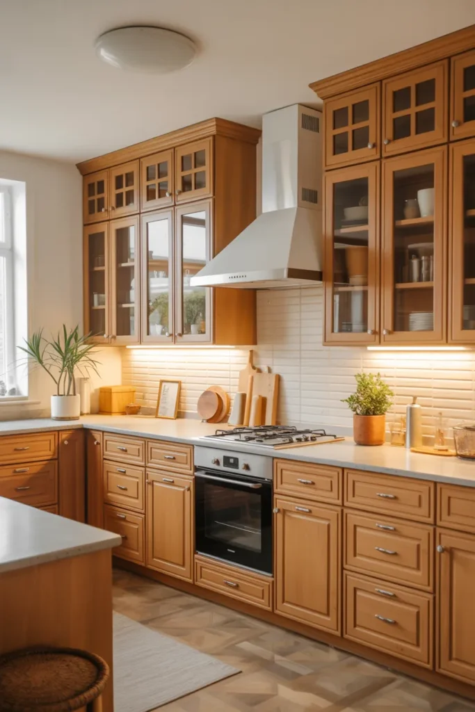Wooden Cabinets with Glass Inserts
