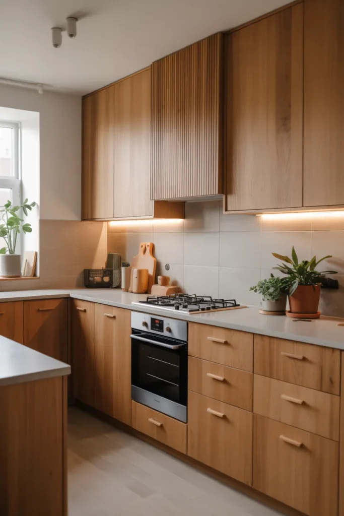 Wooden Cabinets with Minimalist Handles