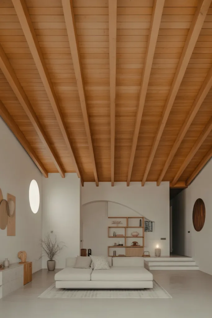 Wooden Ceiling Panels for Added Texture