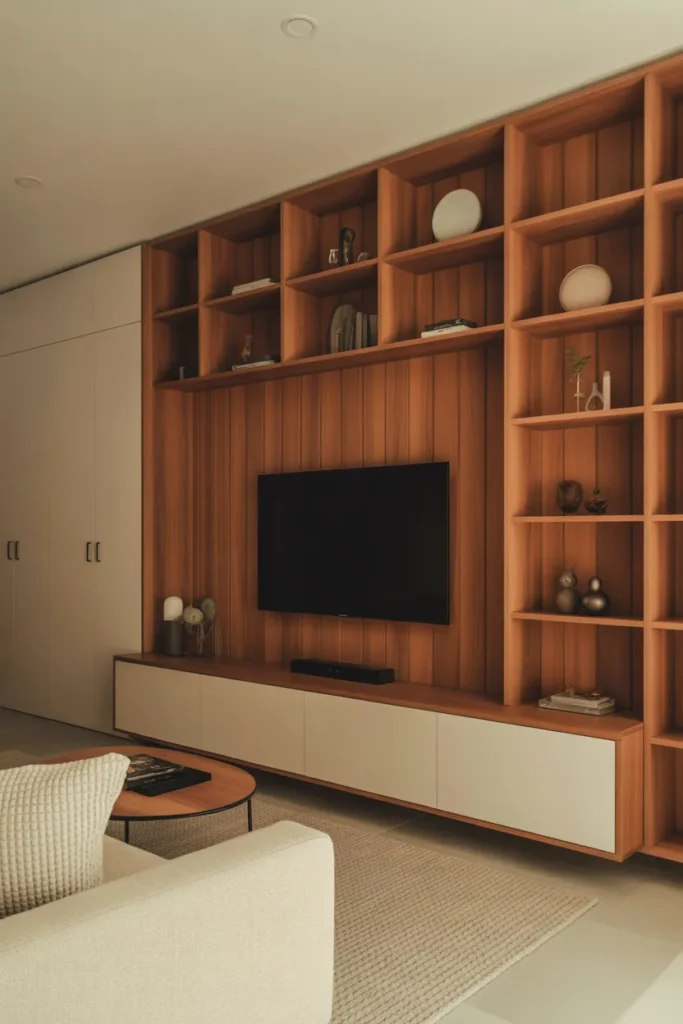 Wooden Panel TV Wall