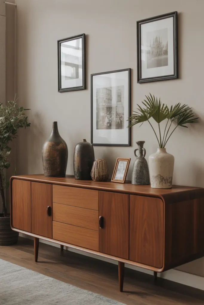 Wooden Sideboards with Antique Accessories