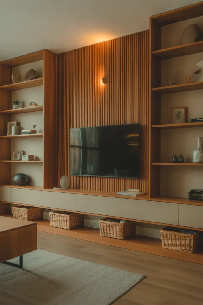 Wooden Slat TV Wall