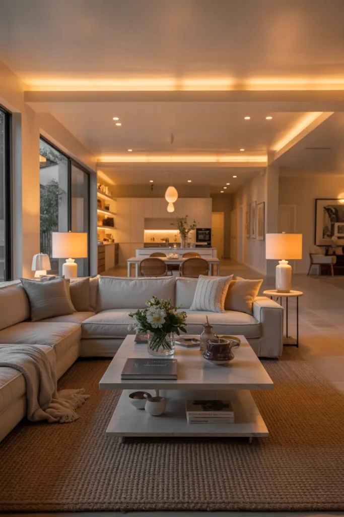 3 Bedroom House Plan with Central Living Area