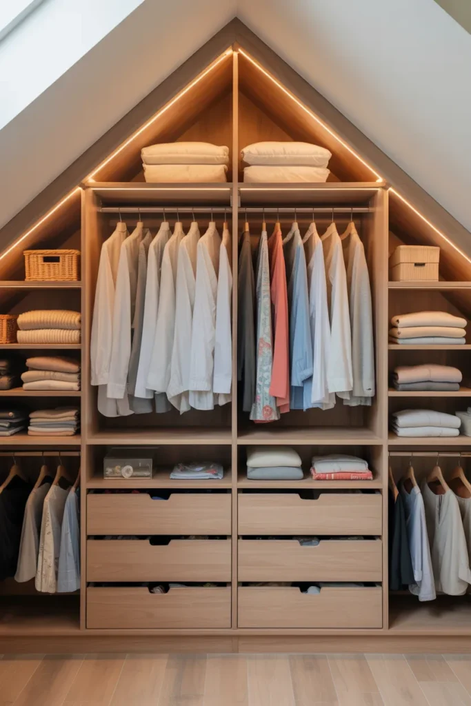 Attic Walk-In Closet with Drawer Storage