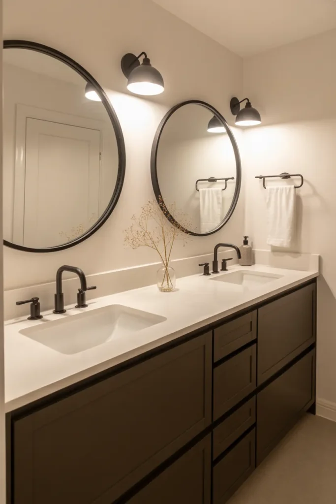 Black Vanity with White Countertop