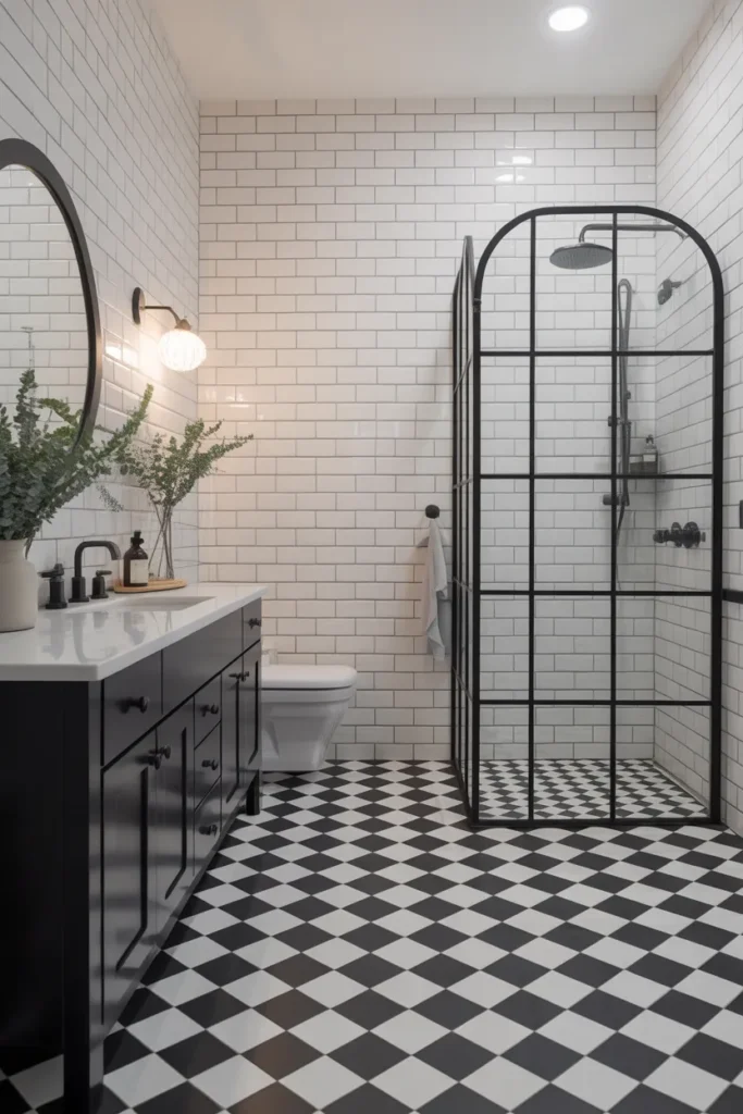 Black and White Checkerboard Tiles