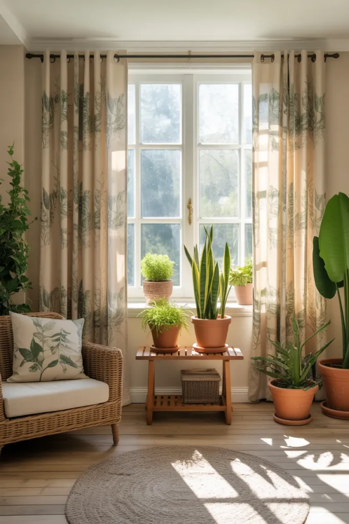 Botanical Print Curtains for Nature Style