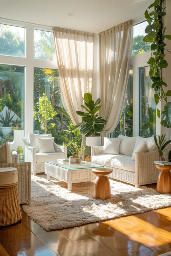 Bright Three Season Room with White Decor