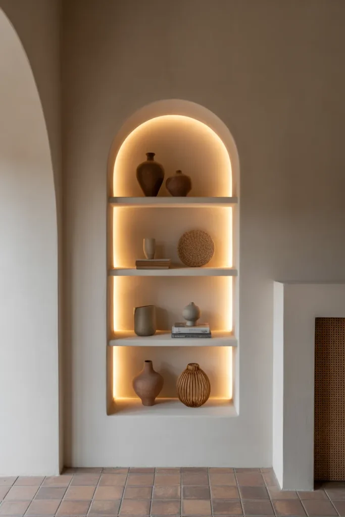 Built-In Arched Niches for Decorative Display