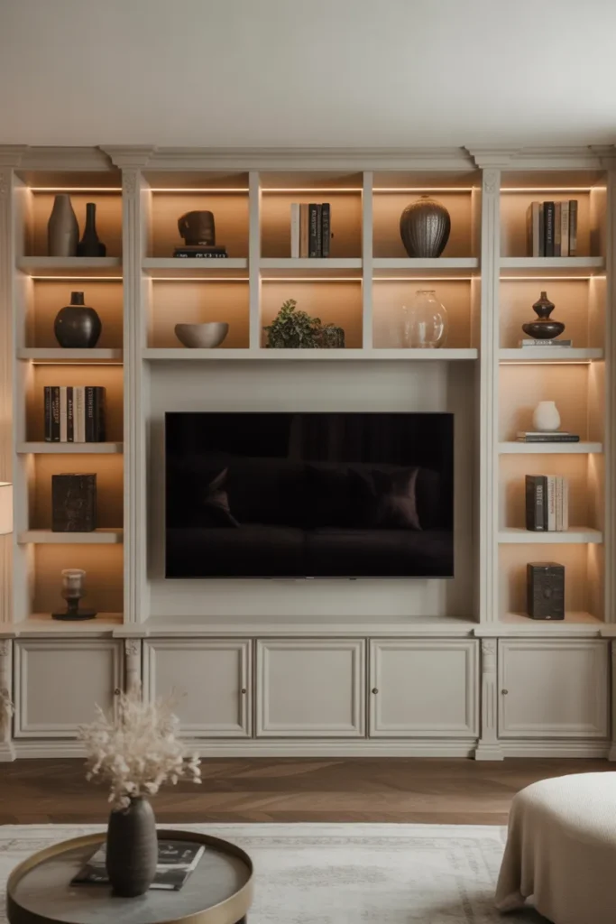 Built-In Shelving TV Wall Design