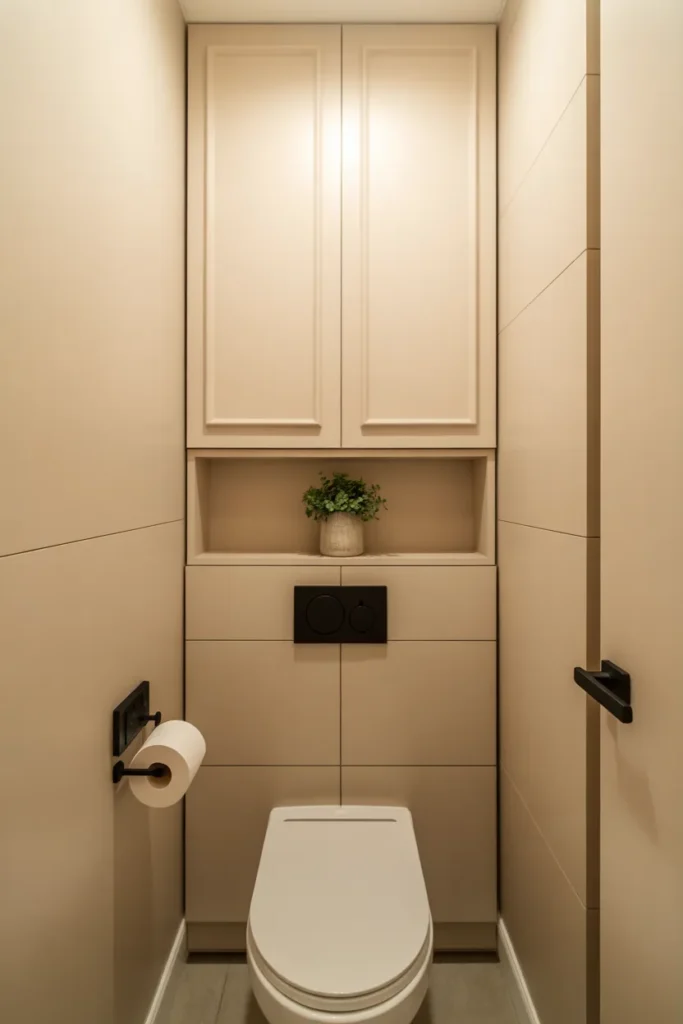 Built-In Storage Cabinets Above the Toilet