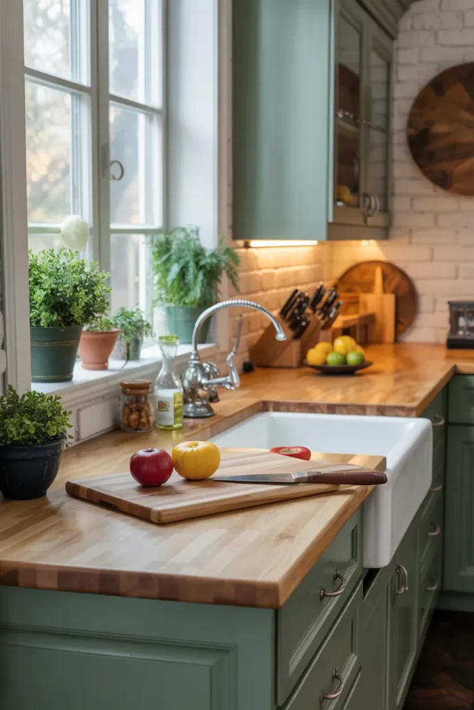 Butcher Block Countertops for Rustic Warmth